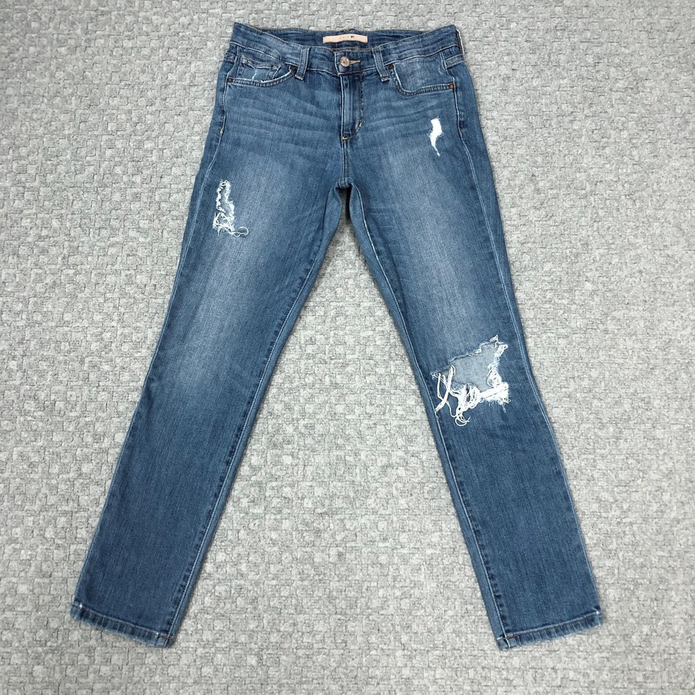 Joes Jeans Candace Slim Straight Jeans Womens 25 Blue Wash Distressed Stretch